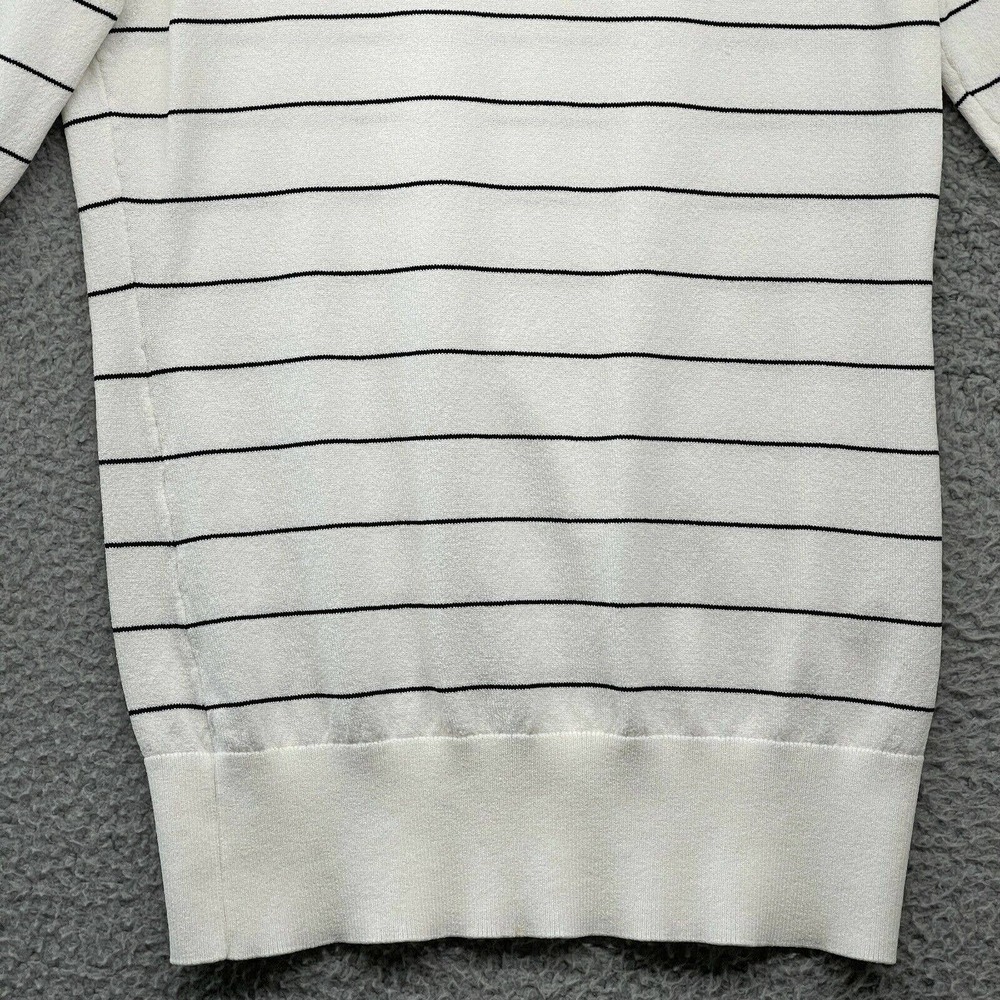 White House Black Market Women Blouse White Striped Beaded Long Sleeve Size XS - Picture 4 of 12